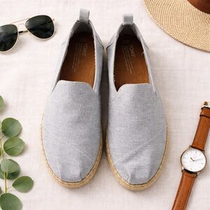 TOMS Classic Gray Canvas Espadrille Slip-Ons | Coastal Casual Everyday Shoes